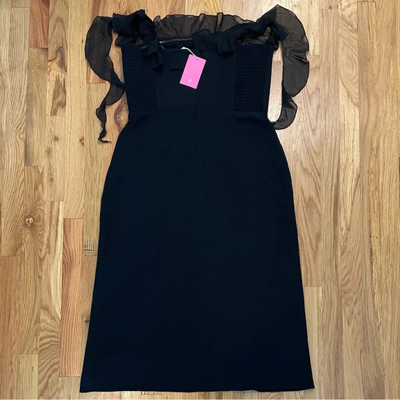 NWT Amanda Uprichard Black Copellia Midi Dress w/ Leg Slit Size XL - Picture 6 of 7